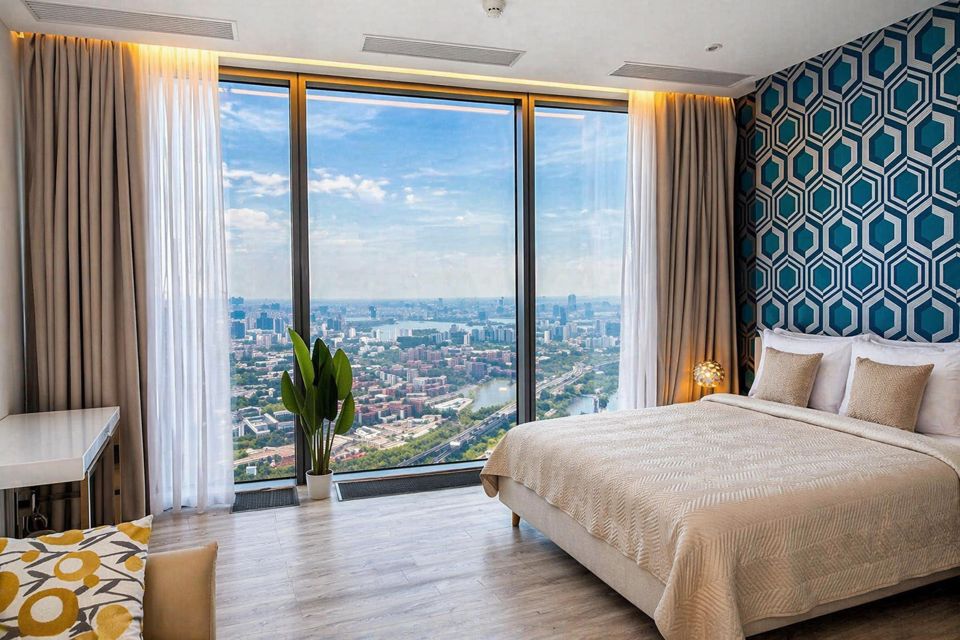 Панорамная дизайнерская студия на 75 этаже в Башне Федерация