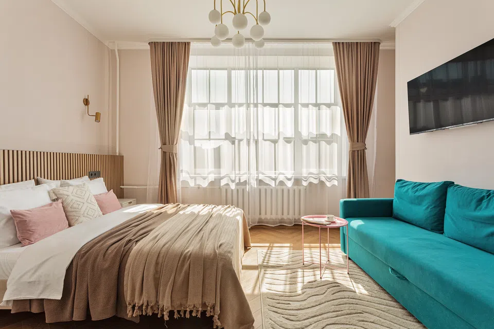 JN Apartments. Четырехместная студия с видом на парк