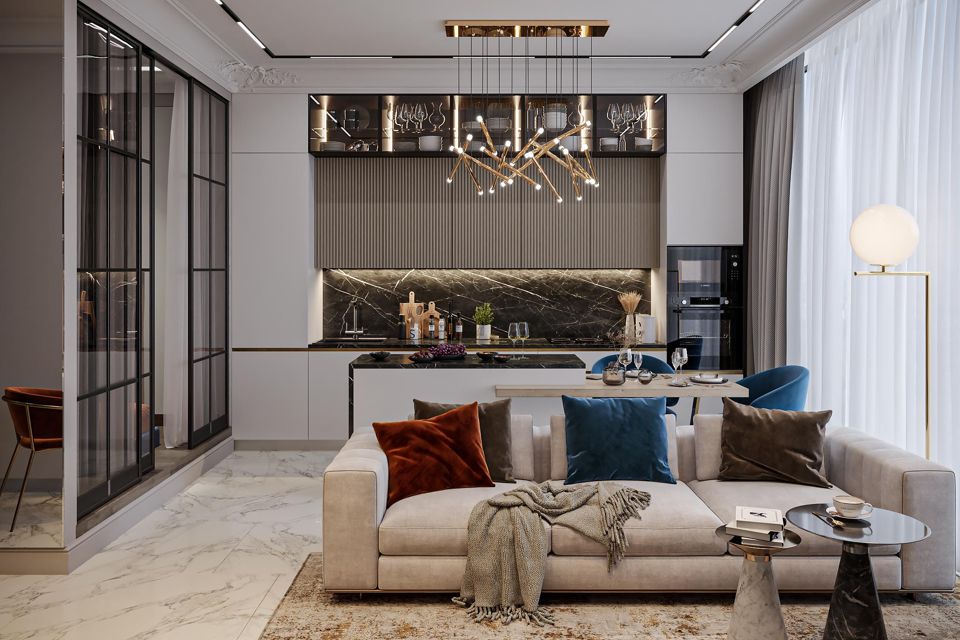 Дизайнерский люкс на 43 этаже в Москва Сити 