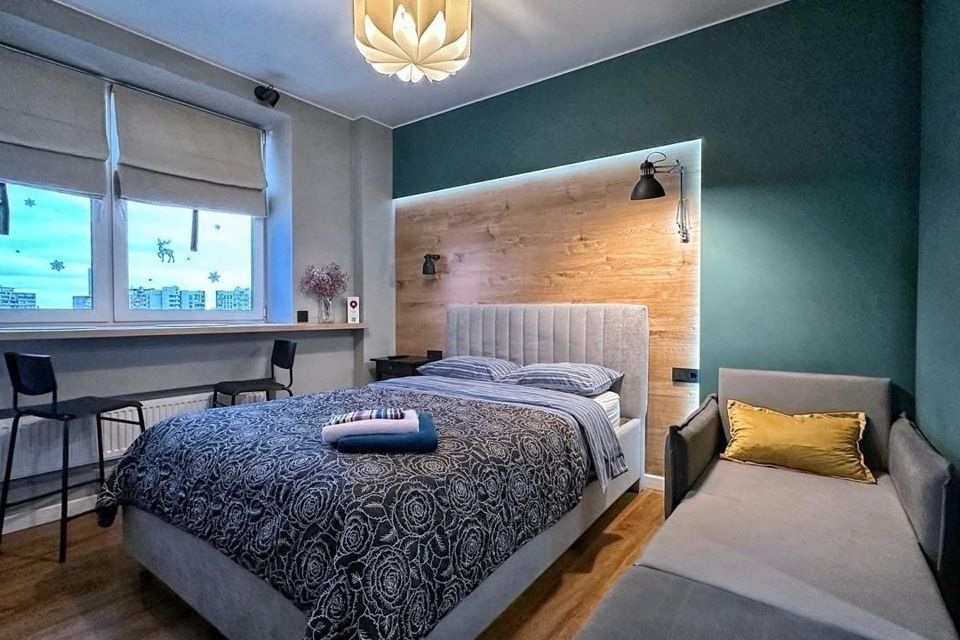 Студио с большой кроватью и кухней 3м