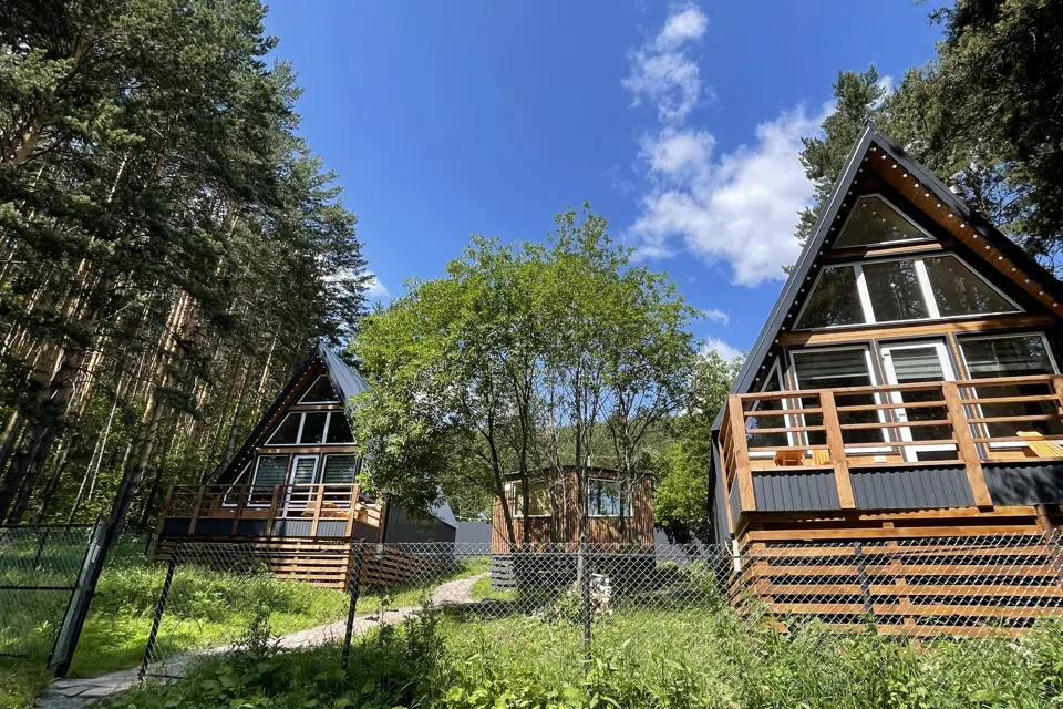 Уютный дом в стиле A-frame в лесу