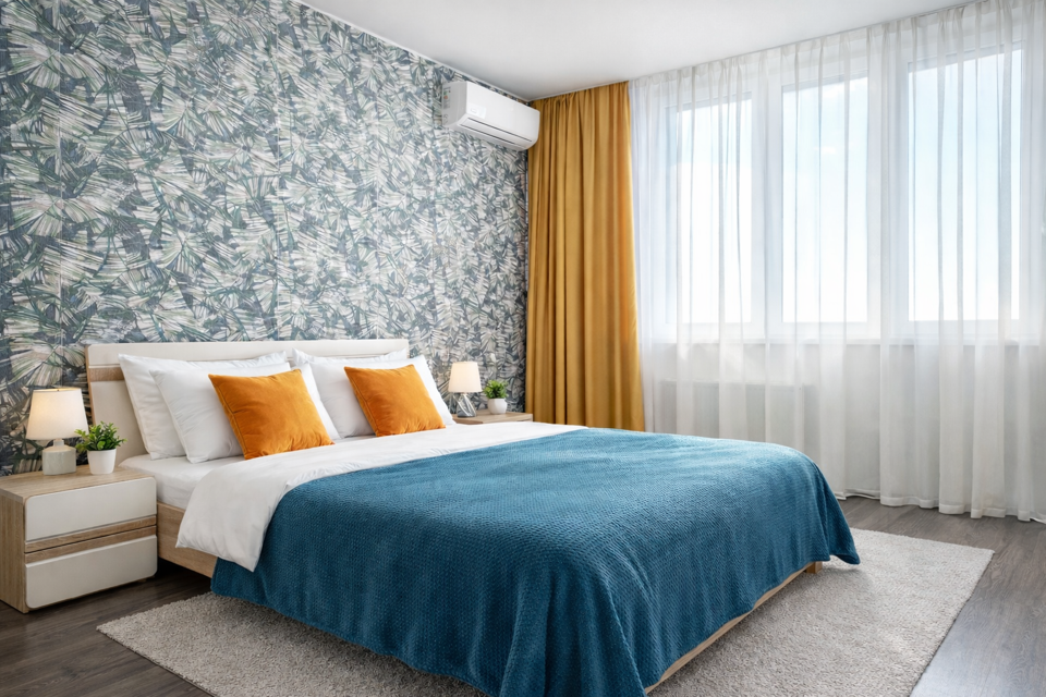 Яркие апартаменты в центре с красивым видом на город