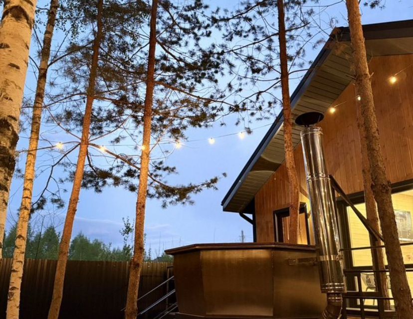 Уютный дом с соснами на территории 