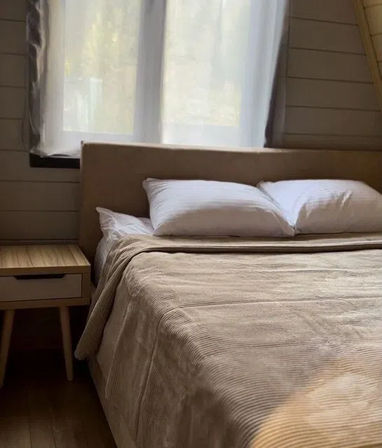 A-frame дом в хвойном лесу