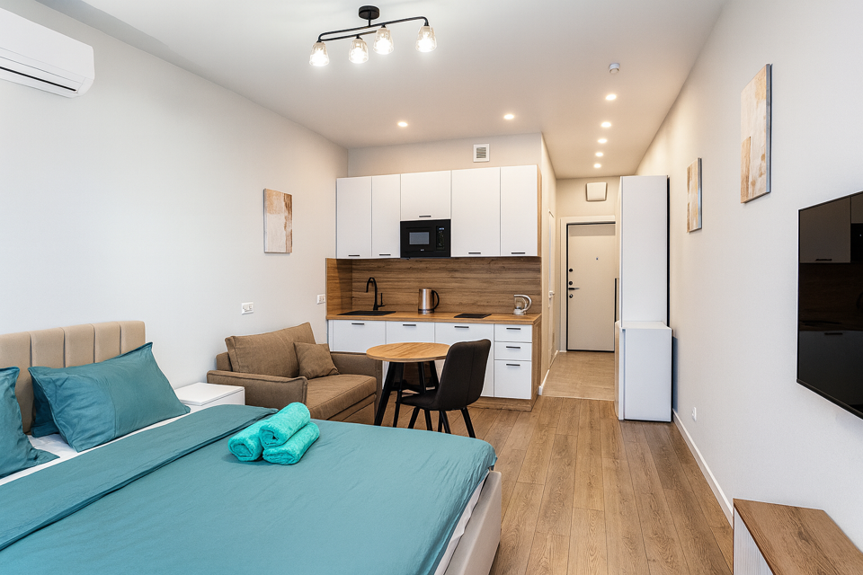 Новая стильная студия на 39 этаже с панорамным видом