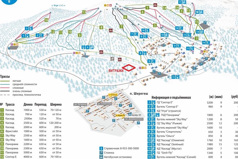 Шерегеш горнолыжный курорт карта