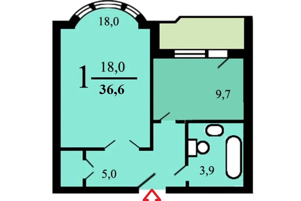 Сдаётся 1-комнатная квартира, 36.6 м²