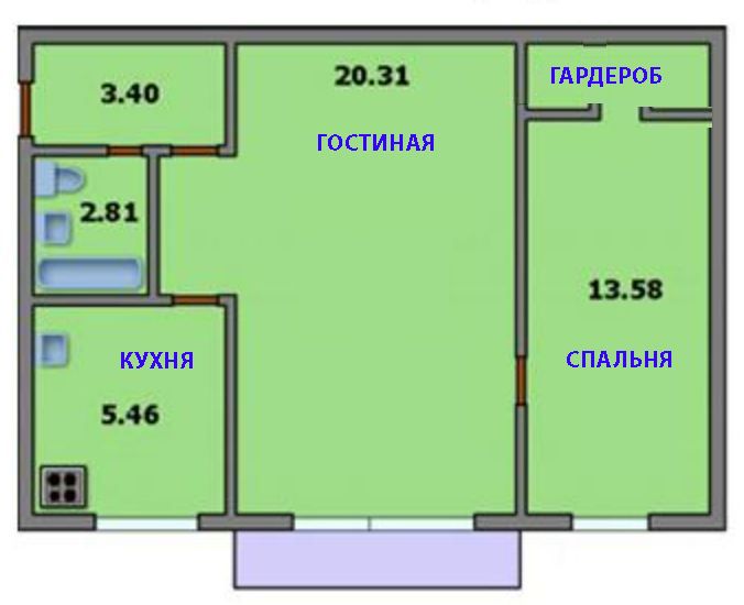 Сдаётся 2-комнатная квартира, 45 м²