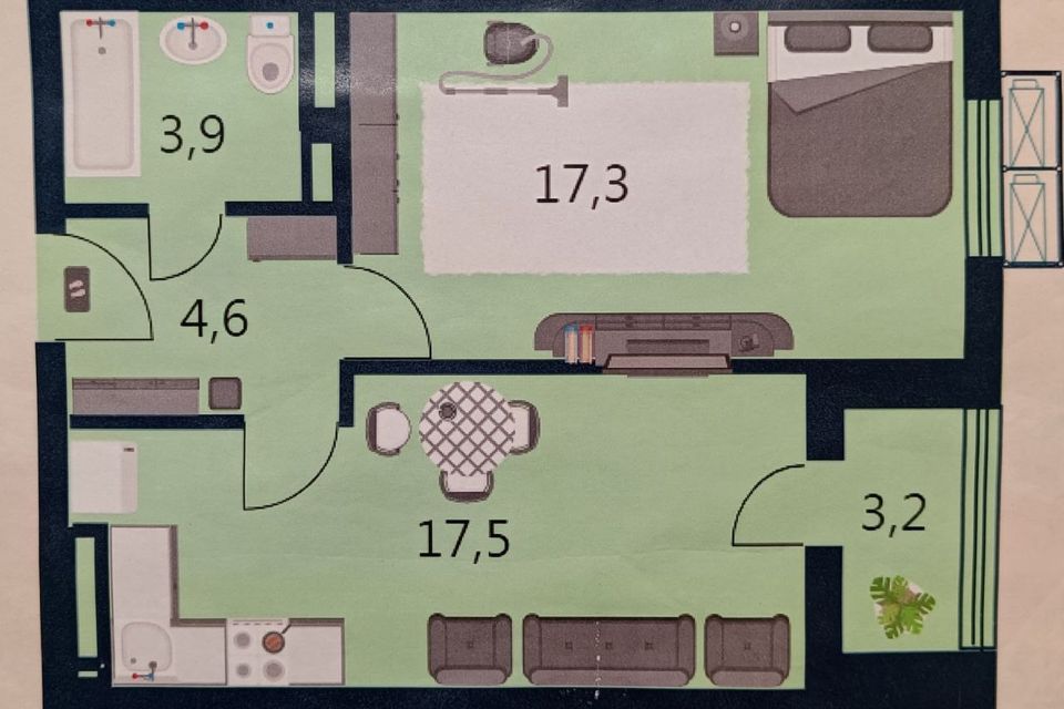 Сдаётся 1-комнатная квартира, 47 м²