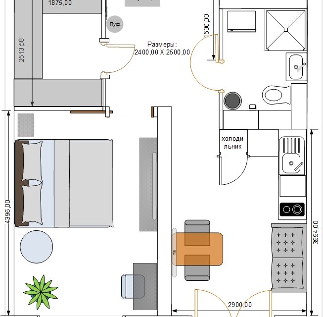 Сдаётся 1-комнатная квартира, 45 м²