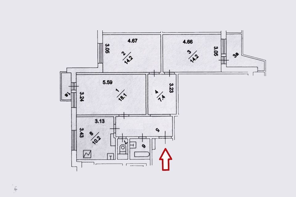Сдаётся 3-комнатная квартира, 75.4 м²