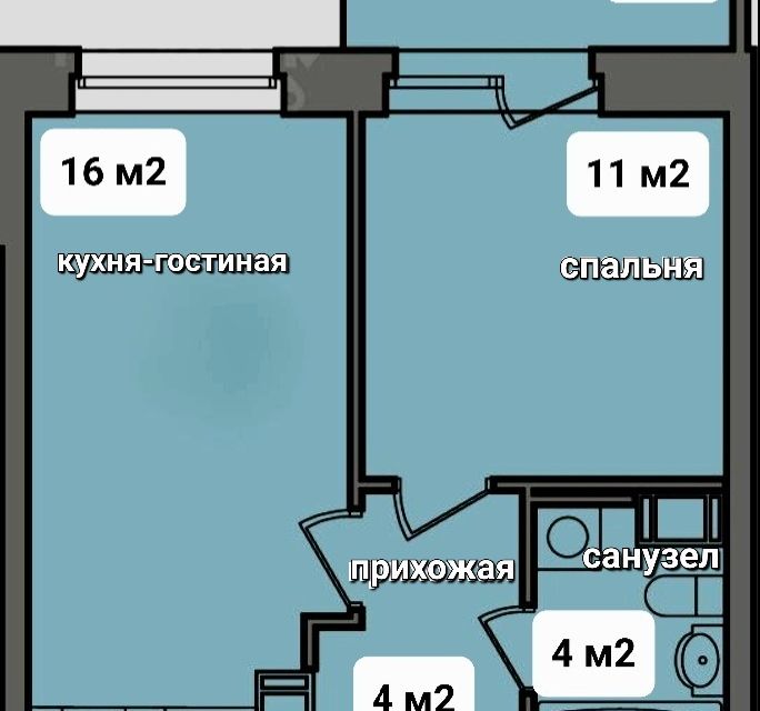 Сдаётся 1-комнатная квартира, 39 м²