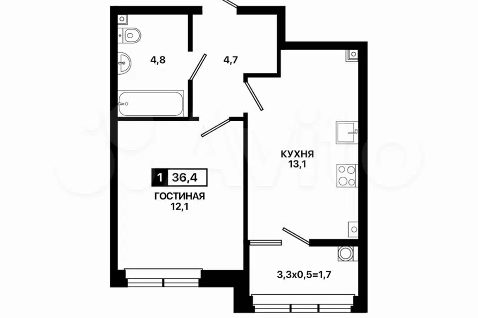 Сдаётся помещение своб. назначения, 36 м²