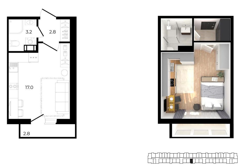 Сдаётся студия, 25 м²