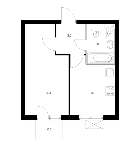 Сдаётся 1-комнатная квартира, 32.3 м²