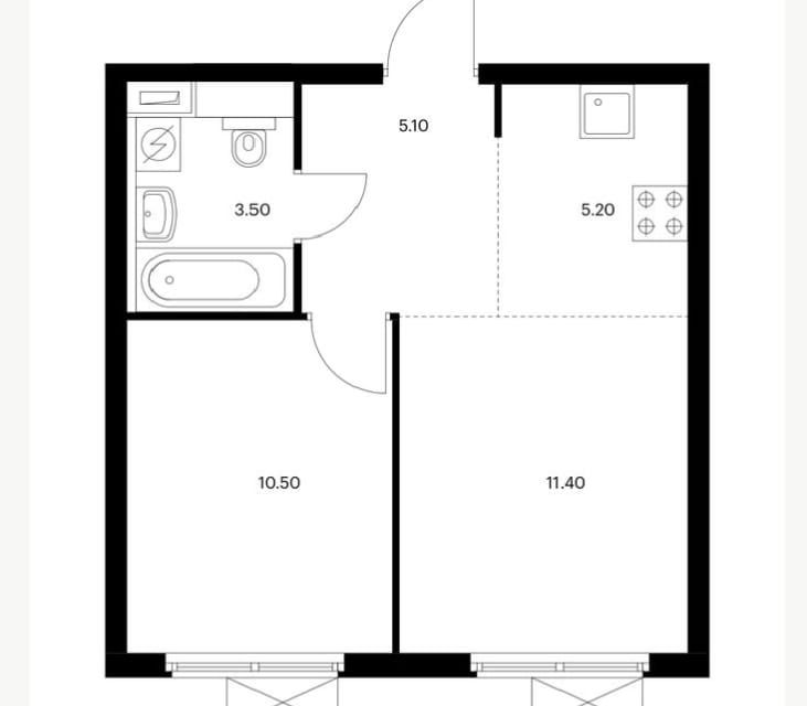 Сдаётся 1-комнатная квартира, 42 м²