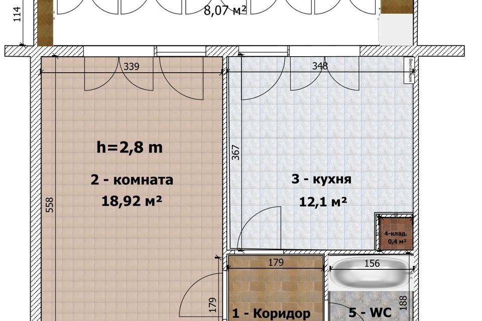 Сдаётся 1-комнатная квартира, 37.5 м²