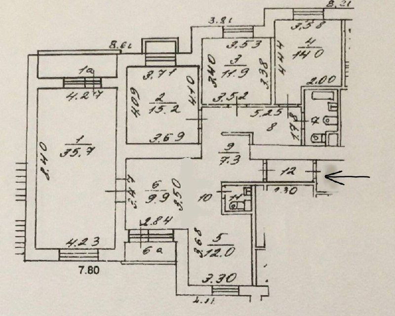 Сдаётся 4-комнатная квартира, 107.8 м²