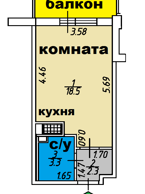 Сдаётся студия, 24.1 м²