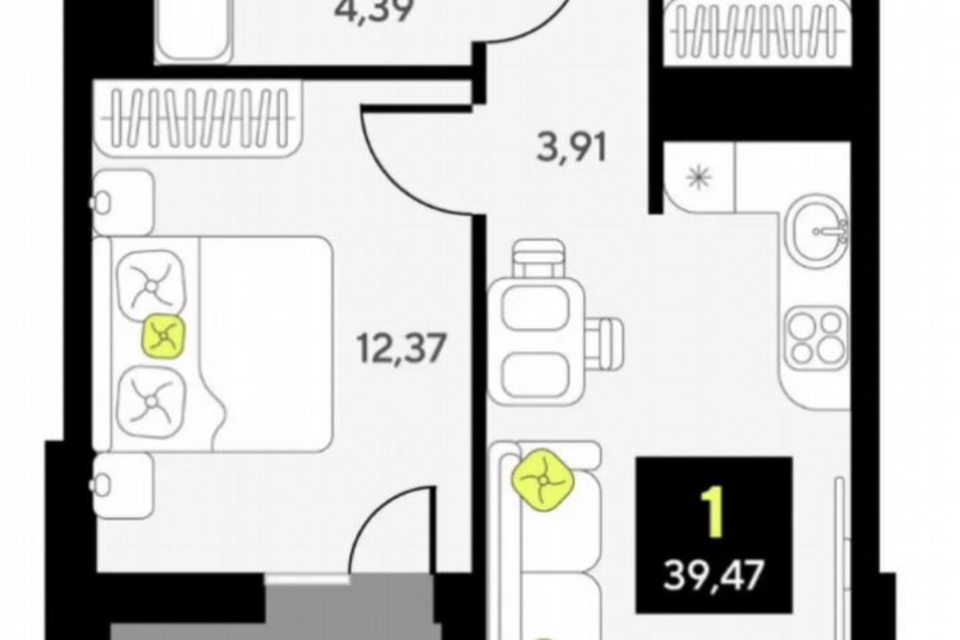 Сдаётся 1-комнатная квартира, 36.6 м²