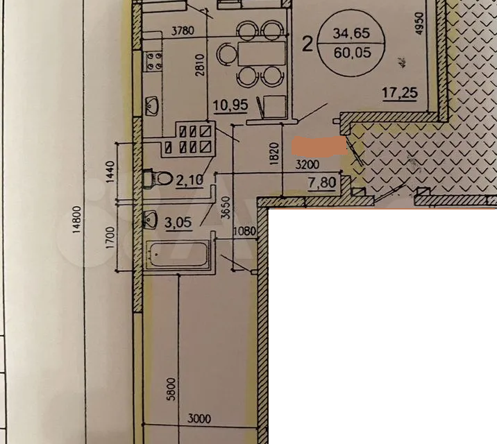 Сдаётся 2-комнатная квартира, 58 м²