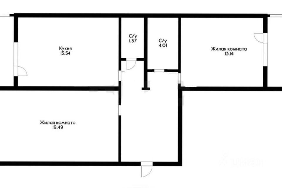 Сдаётся 2-комнатная квартира, 65.5 м²