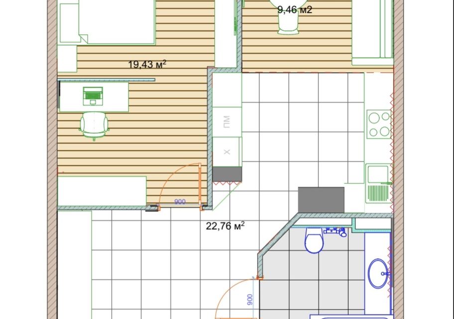 Сдаётся 1-комнатная квартира, 59 м²