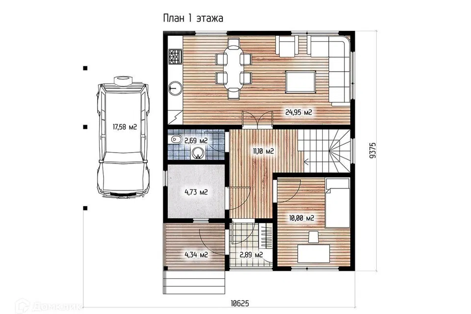 Проект дома Корфус из материала SIP-панели площадью
149 м²,
4 спальни,
2 этажа