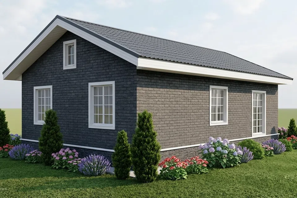 Проект дома КД-102 из материала Каркасный дом площадью
88,6 м²,
3 спальни,
1 этаж