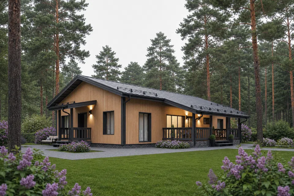 Проект дома КД-112 из материала Каркасный дом площадью
       129,36 м²,
       4 спальни,
       1 этаж