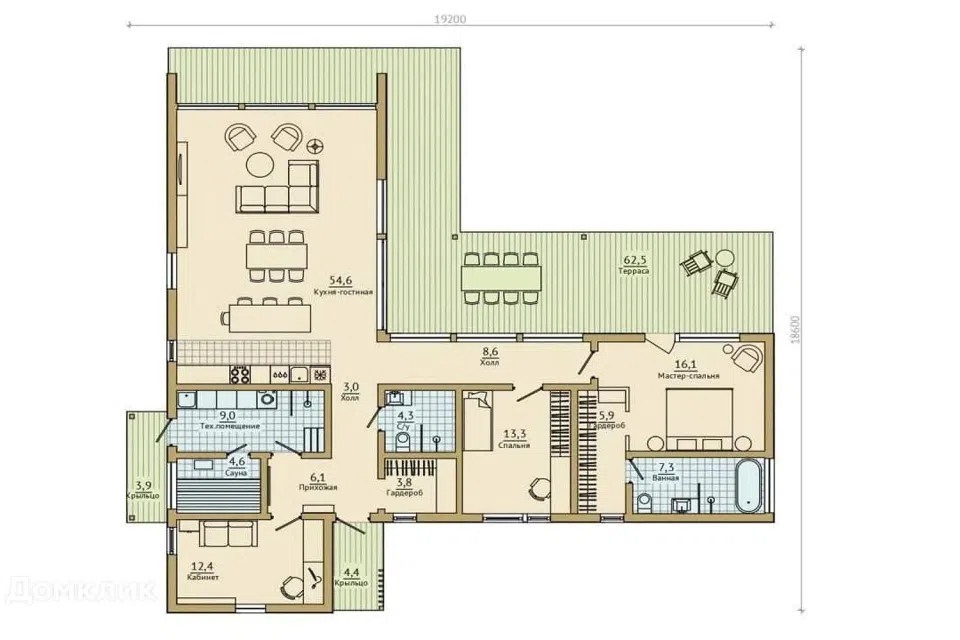 Проект дома Барн 200 из материала Каркасный дом площадью
       219 м²,
       3 спальни,
       1 этаж