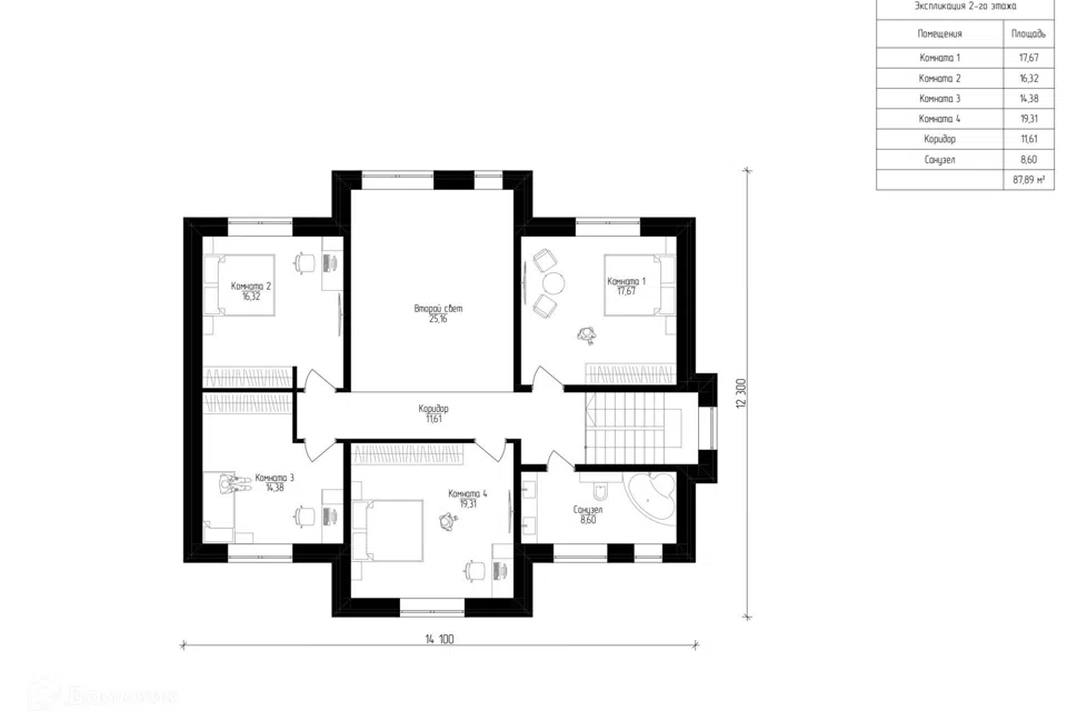 Проект дома P-H Ривьера из материала Газобетонные блоки площадью
205,4 м²,
5 спален,
2 этажа