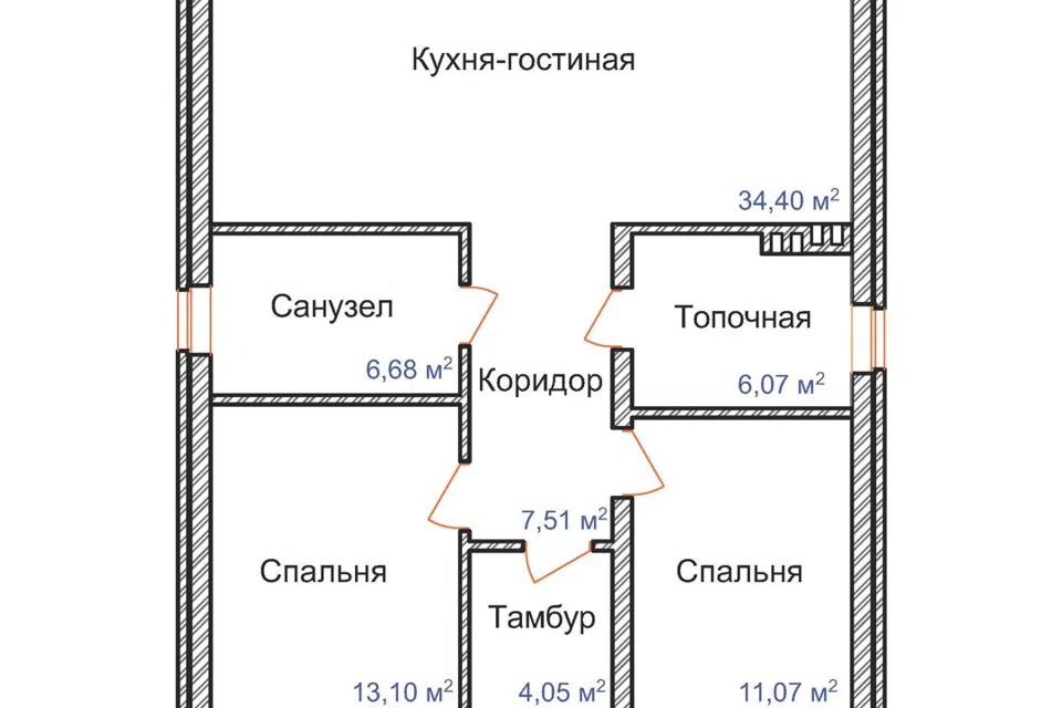 Проект дома 1287 из материала Кирпич площадью
       87 м²,
       2 спальни,
       1 этаж