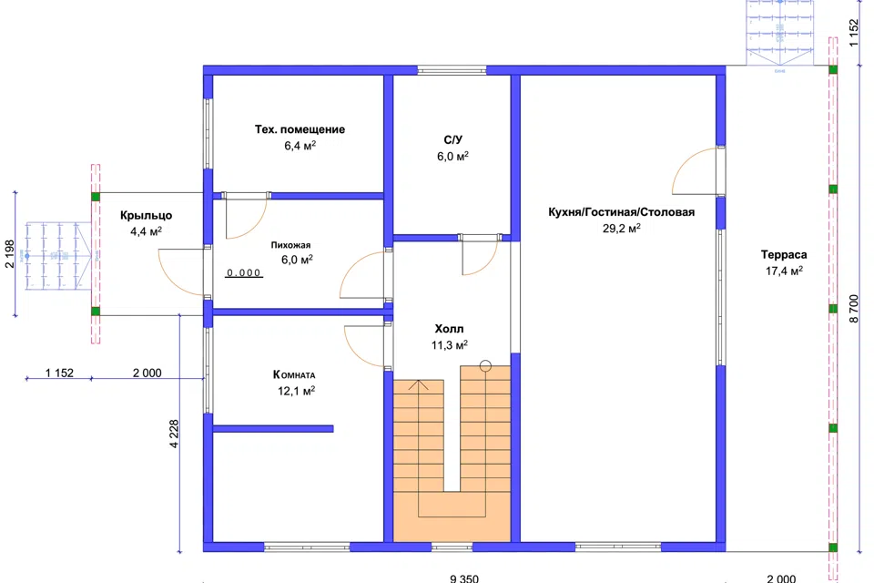 Проект дома Ф-7-25 из материала SIP-панели площадью
       136 м²,
       5 спален,
       2 этажа
