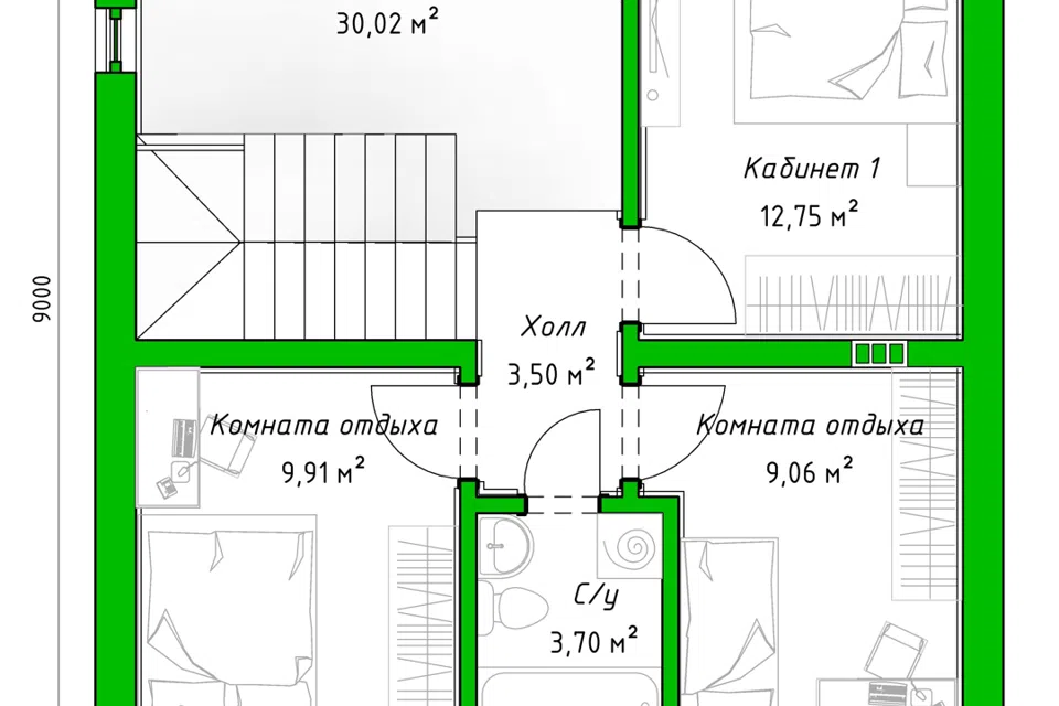 Проект дома 22-151 из материала Газобетонные блоки площадью 
       129,34 м²,
       3 спальни,
       2 этажа