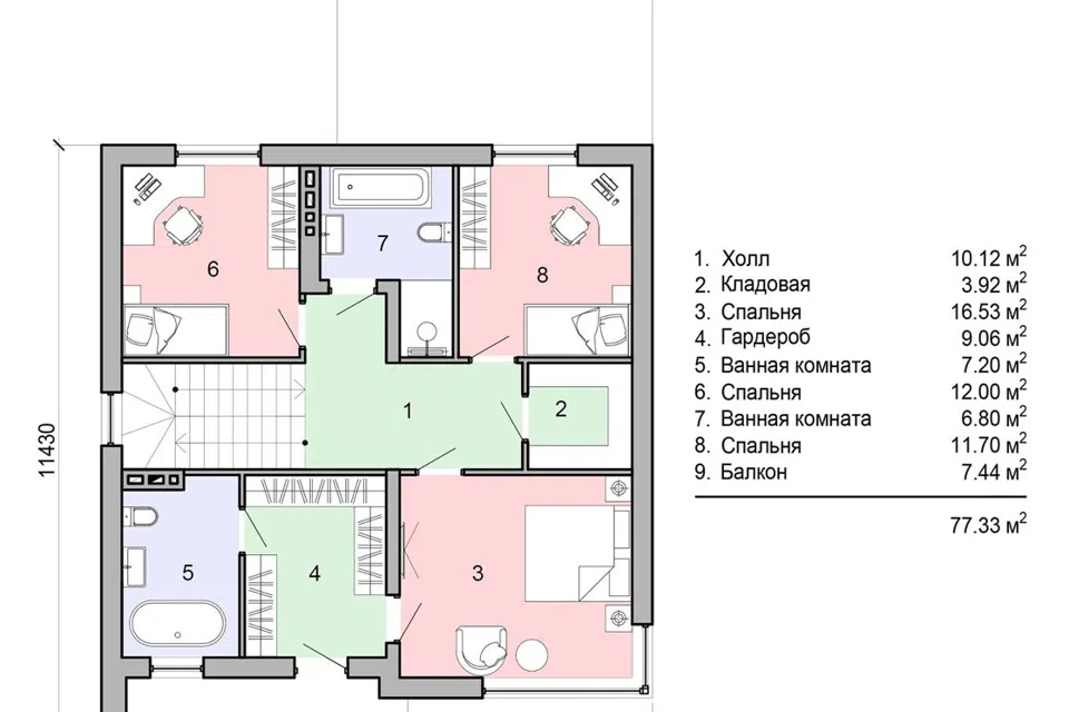 Проект дома Проект №441 из материала Газобетонные блоки площадью 
       160 м²,
       4 спальни,
       2 этажа