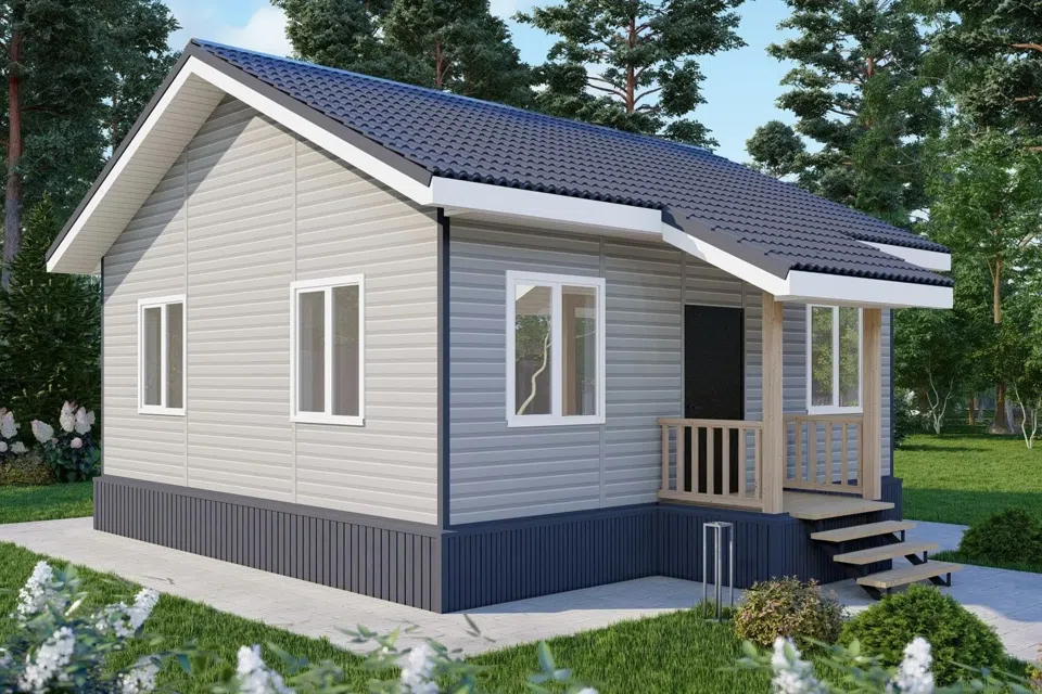 Проект дома Дом из СИП панелей 53,7 м² (1053-ЭП) из материала SIP-панели площадью 
       53,74 м²,
       2 спальни,
       1 этаж