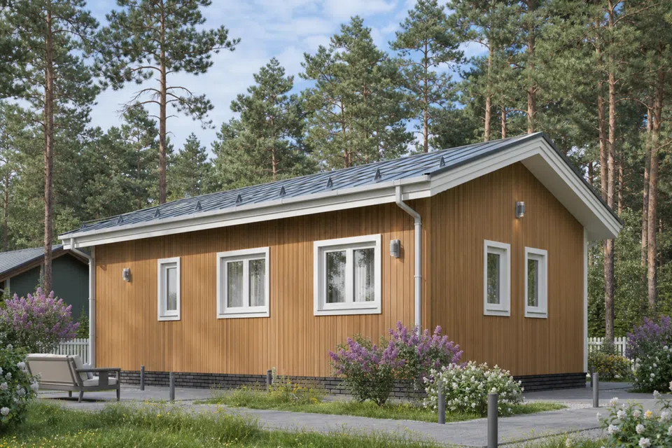 Проект дома КД-117 из материала Каркасный дом площадью
       58,7 м²,
       2 спальни,
       1 этаж