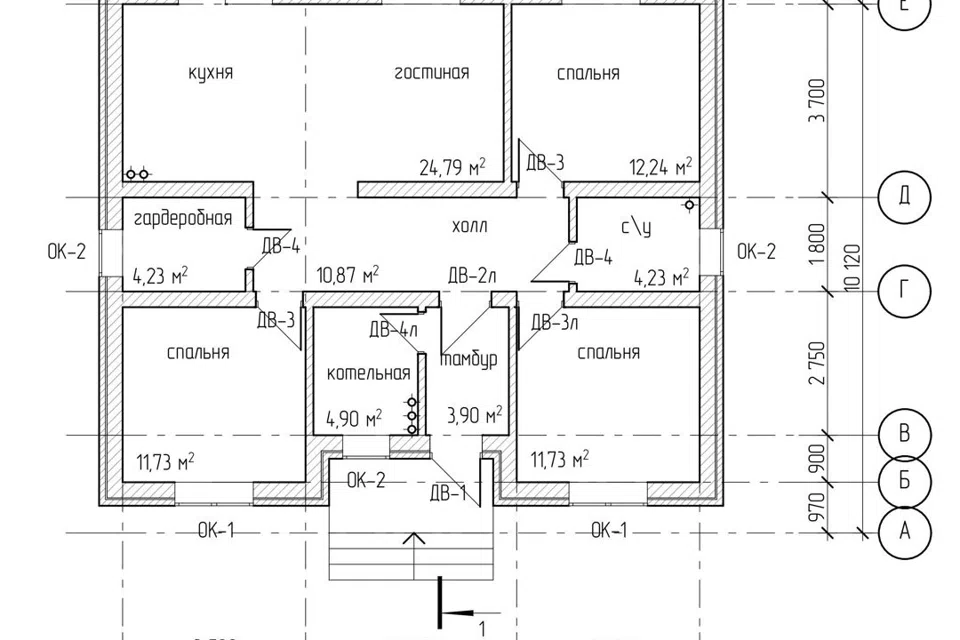 Проект дома ПРОСТОР-1 из материала Газосиликатные блоки площадью 
       89,9 м²,
       3 спальни,
       1 этаж