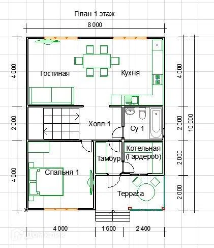 Проект дома ДК-55 из материала Каркасный дом площадью
160 м²,
4 спальни,
2 этажа