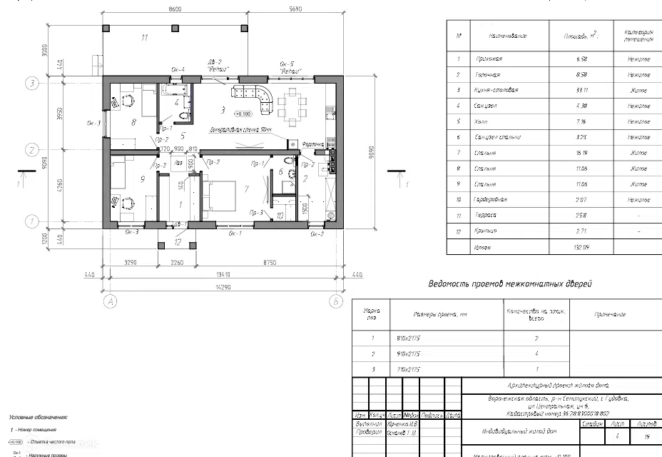 Проект дома Проектм 25 из материала Кирпич площадью
132,09 м²,
3 спальни,
1 этаж