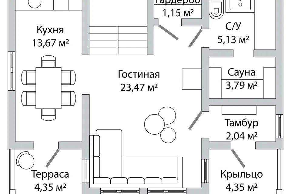 Проект дома Хонка из материала Каркасный дом площадью
109 м²,
3 спальни,
2 этажа