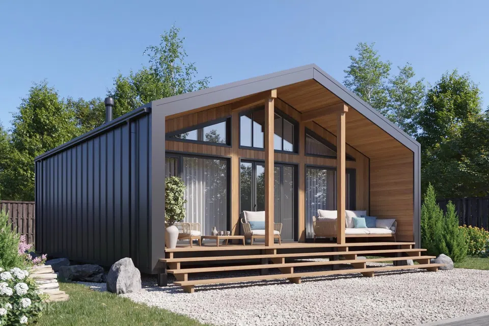 Проект дома BarnHouse 65 из материала Каркасный дом площадью
       65 м²,
       2 спальни,
       1 этаж