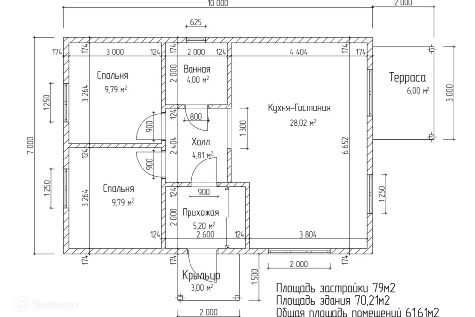 Проект дома ЭП-11-06-26 из материала Каркасный дом площадью
       70 м²,
       2 спальни,
       1 этаж
