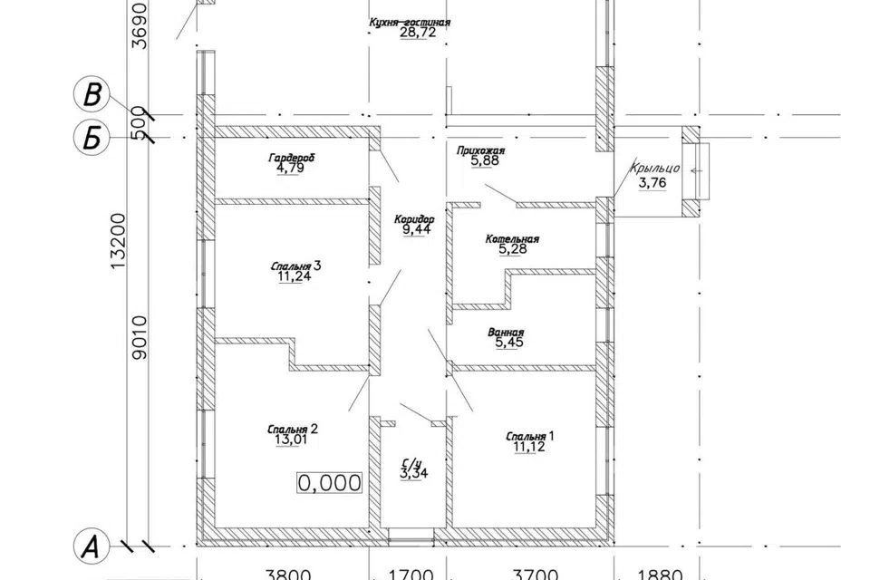 Проект дома Проект-9 из материала Кирпич площадью
       98,3 м²,
       3 спальни,
       1 этаж