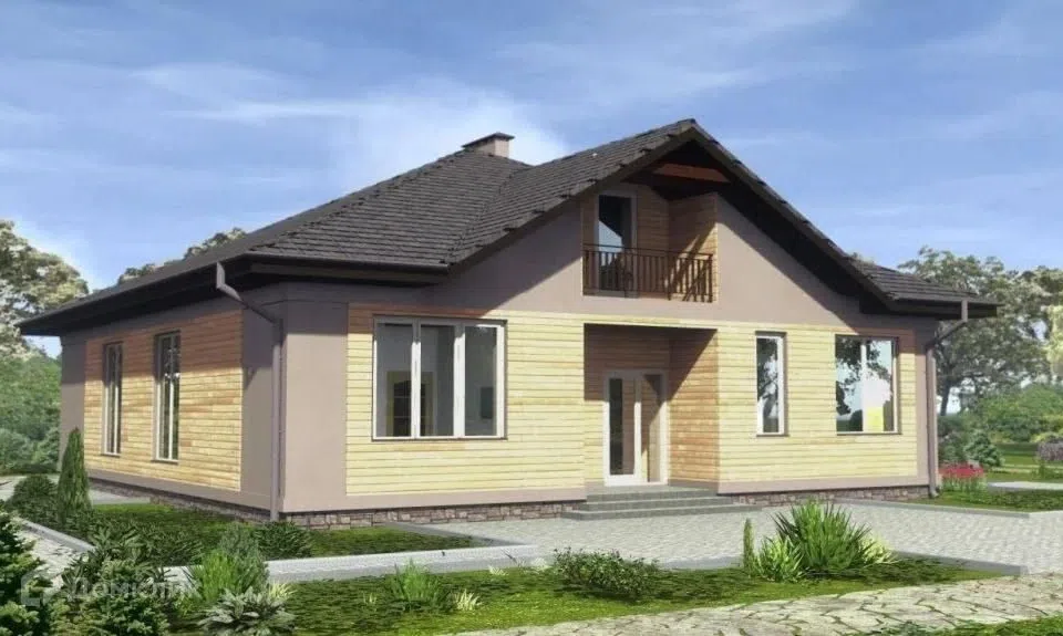 Проект дома Вилладж из материала Каркасный дом площадью
       154 м²,
       5 спален,
       1 этаж