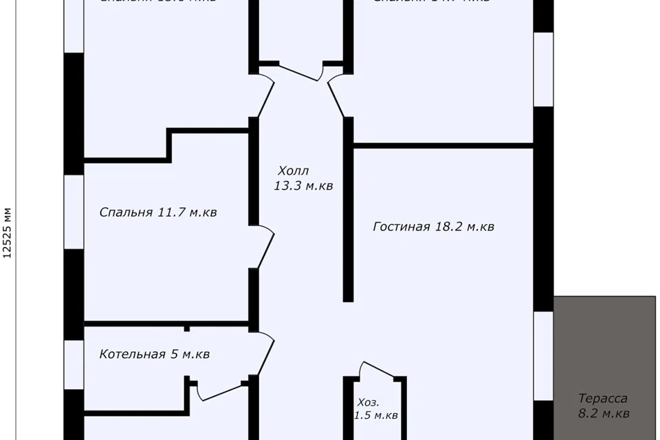 Проект дома D97-1 из материала Газобетонные блоки площадью
97 м²,
3 спальни,
1 этаж