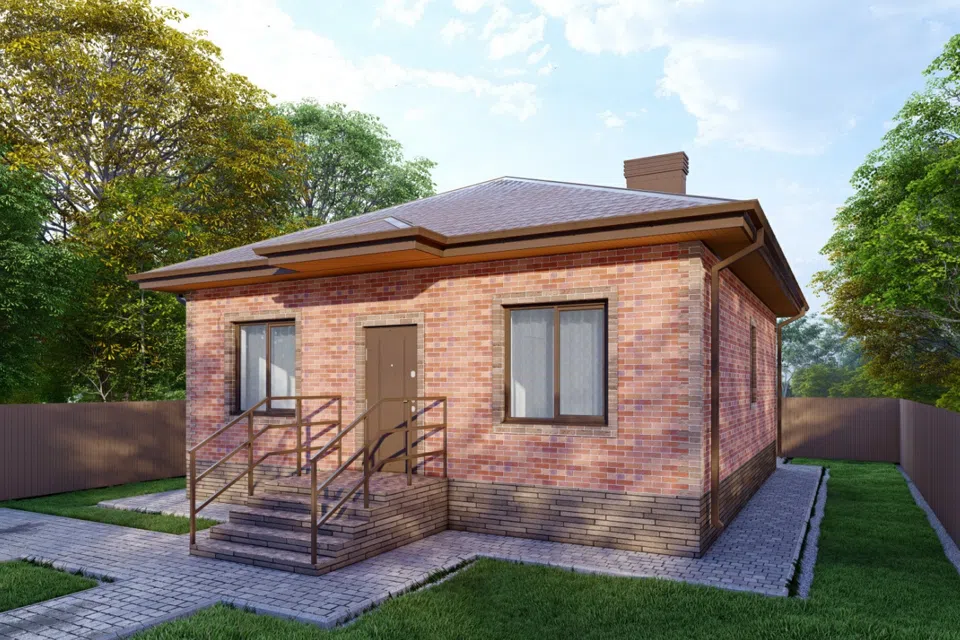 Проект дома Проект 53 из материала Кирпич площадью
       70 м²,
       2 спальни,
       1 этаж