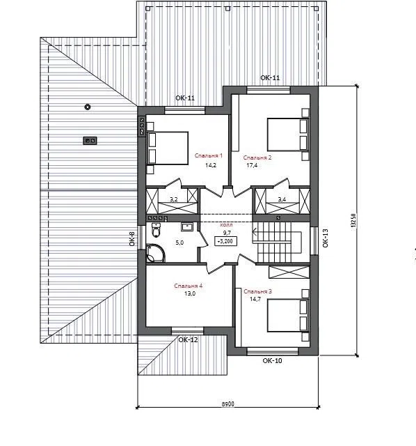 Проект дома Дом АГ - 300м из материала Кирпич площадью 
       300 м²,
       5 спален,
       3 этажа