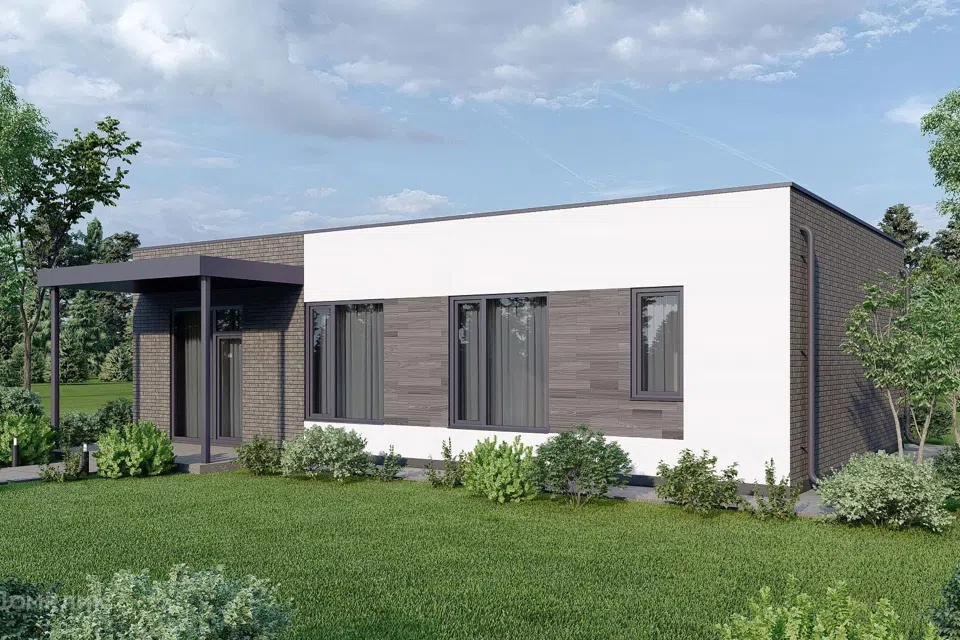Проект дома Хай-тек 90 из материала Кирпич площадью 
       90 м²,
       3 спальни,
       1 этаж